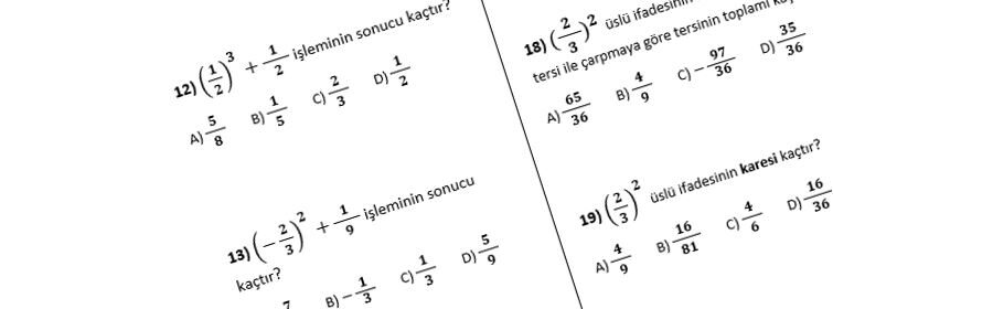 Rasyonel Sayının Karesi ve Küpünü Hesaplar PDF Test İndir